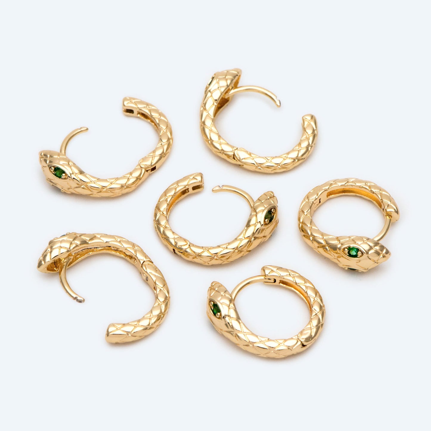 4pcs Snake Hoop Earrings, Gold Huggie Earrings 16mm, Snake Huggie Hoops (GB-2629)