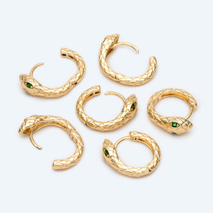 4pcs Snake Hoop Earrings, Gold Huggie Earrings 16mm, Snake Huggie Hoops (GB-2629)
