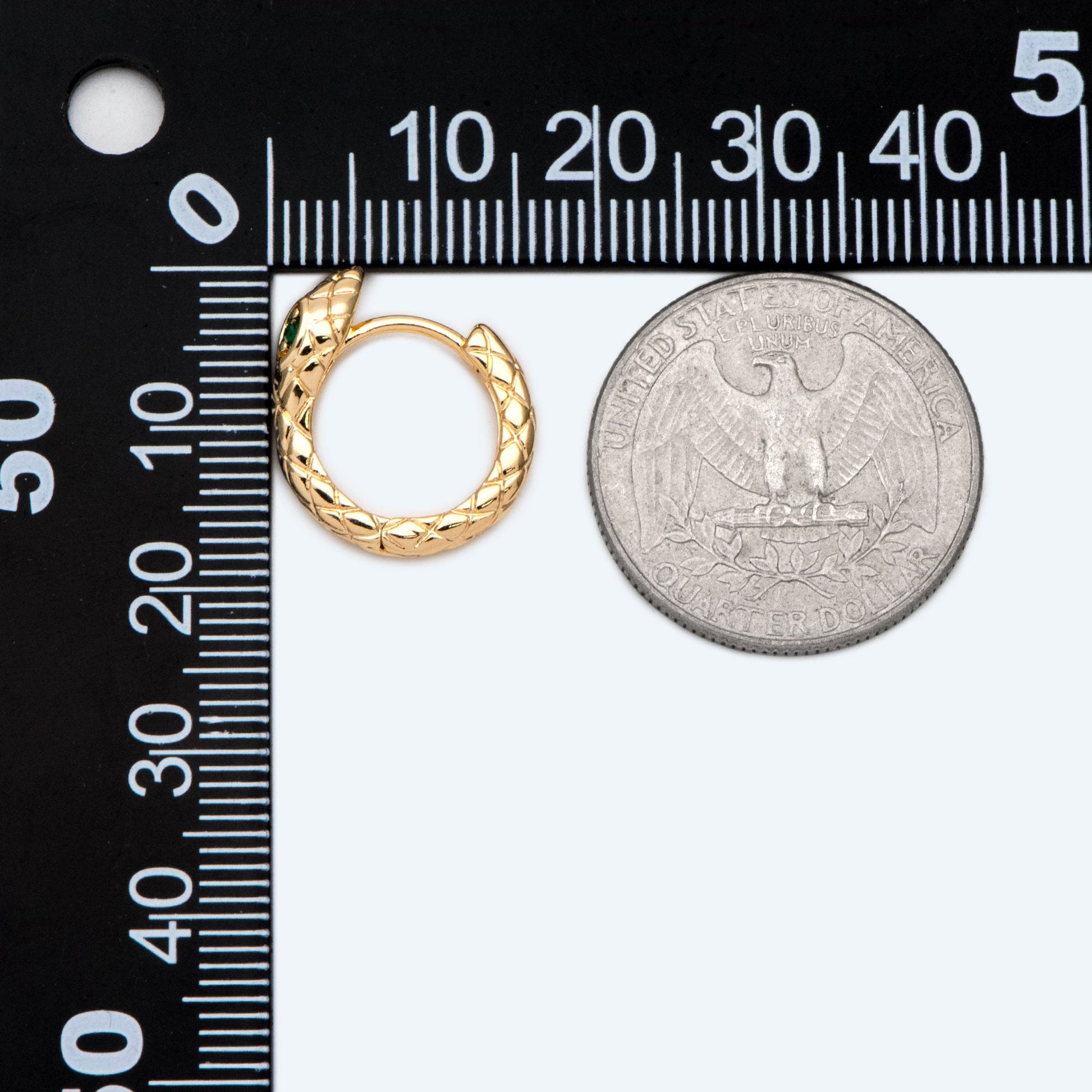 4pcs Snake Hoop Earrings, Gold Huggie Earrings 16mm, Snake Huggie Hoops (GB-2629)