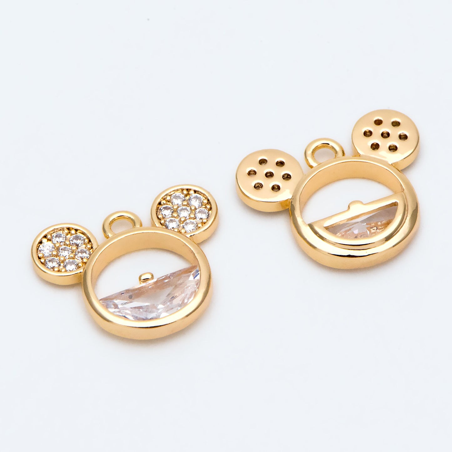 4pcs CZ Pave Mickey Mouse Charm Pendant, Jewelry Making, Diy Material, Jewelry Supplies (GB-2631)
