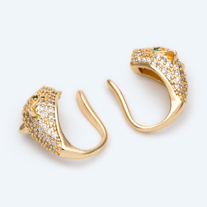 2pcs CZ Pave Leopard Ear Cuff, Cartilage, Dainty Earcuff Earring (GB-1665-B)