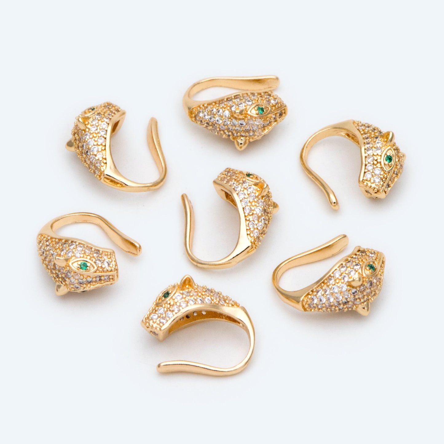 4pcs CZ Pave Leopard Ear Cuff, Cartilage, Dainty Earcuff Earring (GB-2632)