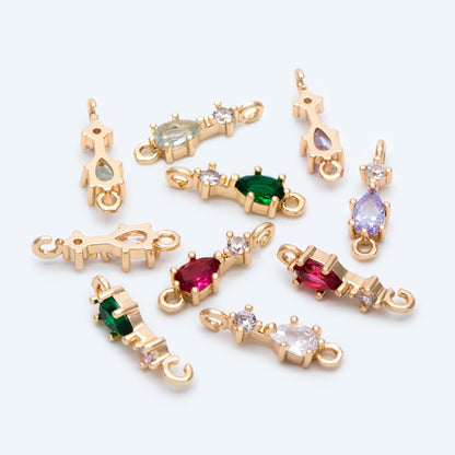 10pcs Rhinestone Teardrop Connectors, Crystal Drop Charms, 18K Gold Supplies, Diy Material (GB-2643)