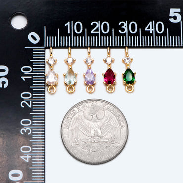 10pcs Rhinestone Teardrop Connectors, Crystal Drop Charms, 18K Gold Supplies, Diy Material (GB-2643)