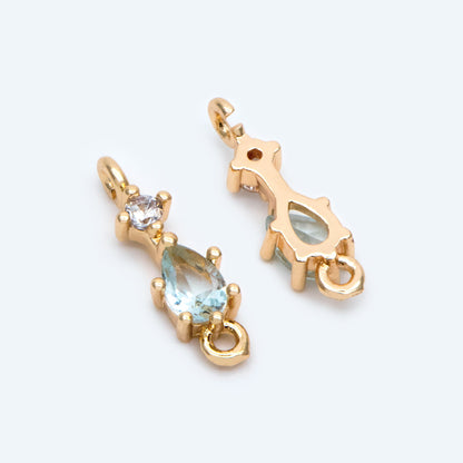 10pcs Rhinestone Teardrop Connectors, Crystal Drop Charms, 18K Gold Supplies, Diy Material (GB-2643)