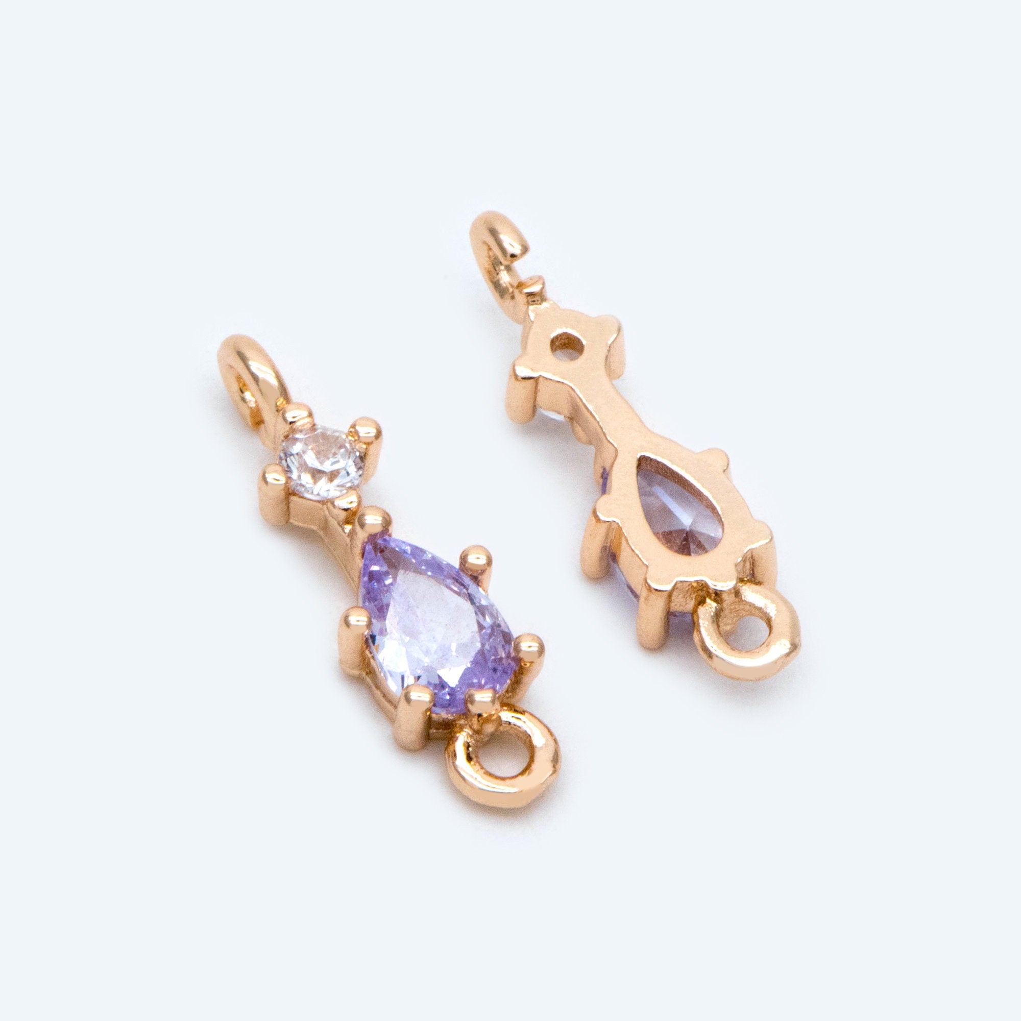 10pcs Rhinestone Teardrop Connectors, Crystal Drop Charms, 18K Gold Supplies, Diy Material (GB-2643)