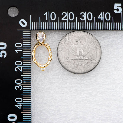 10pcs CZ pave Gold/ Silver Hammered Oval Ear Posts, Geometric Stud Earring, Jewelry Supply (GB-2702)