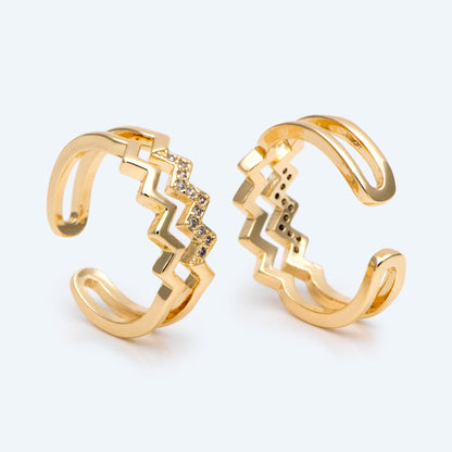 4pcs Double Gold Twist Wavy Ring, Gold band stacking ring, Delicate finger ring, Gold wave rings (#GB-2706)
