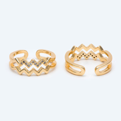 4pcs Double Gold Twist Wavy Ring, Gold band stacking ring, Delicate finger ring, Gold wave rings (#GB-2706)
