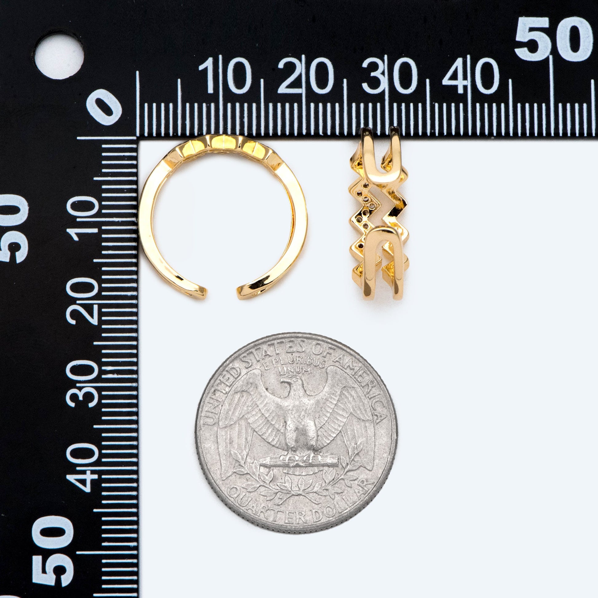 4pcs Double Gold Twist Wavy Ring, Gold band stacking ring, Delicate finger ring, Gold wave rings (#GB-2706)