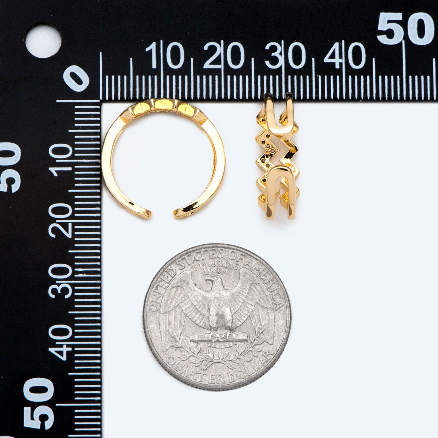 4pcs Double Gold Twist Wavy Ring, Gold band stacking ring, Delicate finger ring, Gold wave rings (#GB-2706)