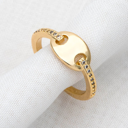 4pcs CZ Pave Ring, Puffed Anchor Mariner Ring, Designer Ring, Dainty Ring (#GB-2712)