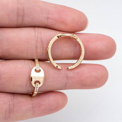 4pcs CZ Pave Ring, Puffed Anchor Mariner Ring, Designer Ring, Dainty Ring (#GB-2712)