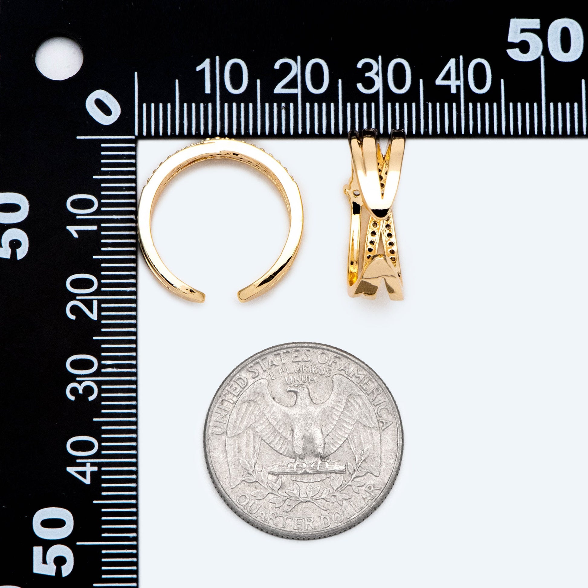 4pcs CZ Pave X Shaped Criss Cross Ring, Dainty Ring, Minimalist Ring (#GB-2713)