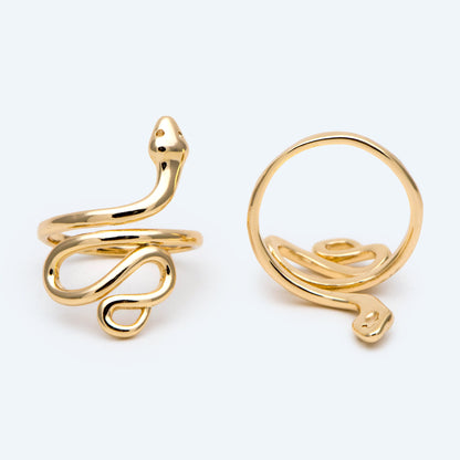 4pcs Gold/ Silver Tone Snake Ring, Open Serpent Ring, Reptile Adjustable Band Ring, Punk Animal Jewelry, Fashion Jewelry (#GB-2716)