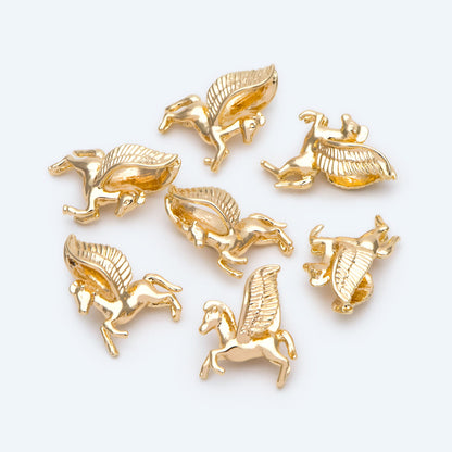 10pcs Gold Pegasus Charm Pendants, Earring Findings, Jewelry Making, Diy Material, Jewelry Supplies (#GB-2649)
