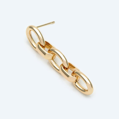 4pcs Chain Link Earring Studs, 18K Gold plated Brass, Oval Hoop Chain Ear Posts(GB-2652)