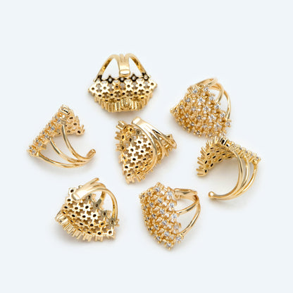 4pcs CZ Pave Gold Ear Cuffs, Dainty Ear Cuff, Delicate Ear Cuff, Ear Cuff No Piercing (GB-2655)