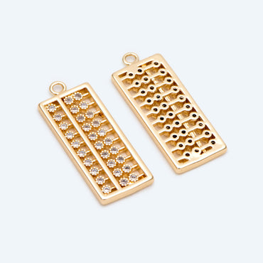 4pcs CZ Pave Gold Abacus Charm Pendant, Jewelry Making, Diy Material, Jewelry Supplies (GB-2675)
