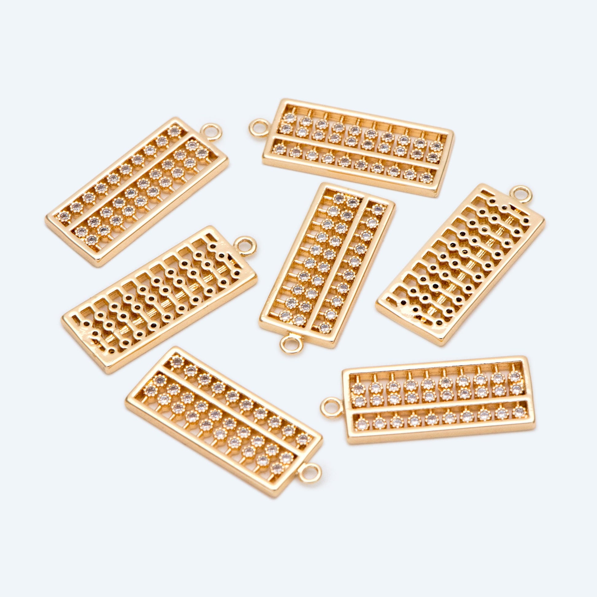 4pcs CZ Pave Gold Abacus Charm Pendant, Jewelry Making, Diy Material, Jewelry Supplies (GB-2675)