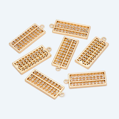 4pcs CZ Pave Gold Abacus Charm Pendant, Jewelry Making, Diy Material, Jewelry Supplies (GB-2675)
