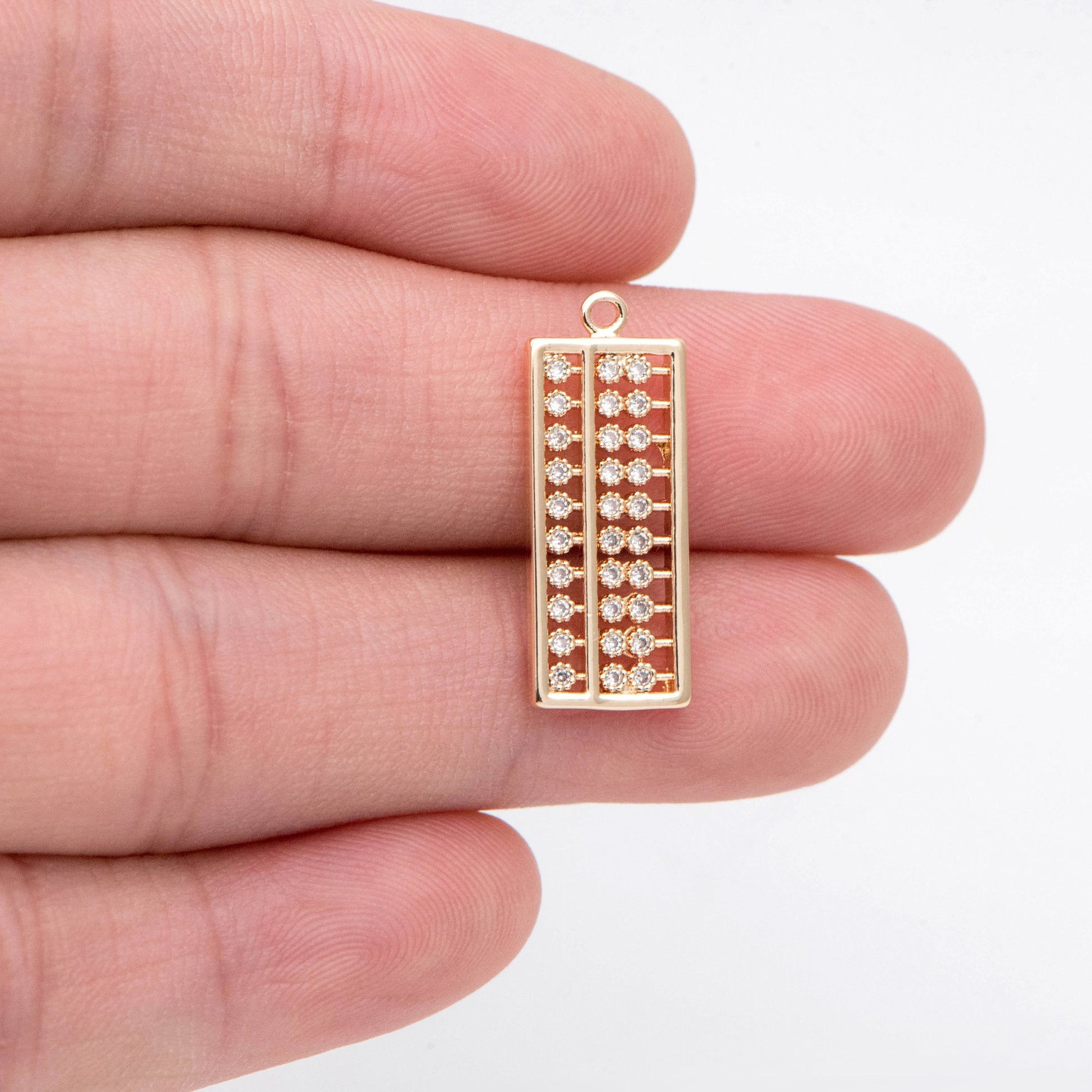 4pcs CZ Pave Gold Abacus Charm Pendant, Jewelry Making, Diy Material, Jewelry Supplies (GB-2675)