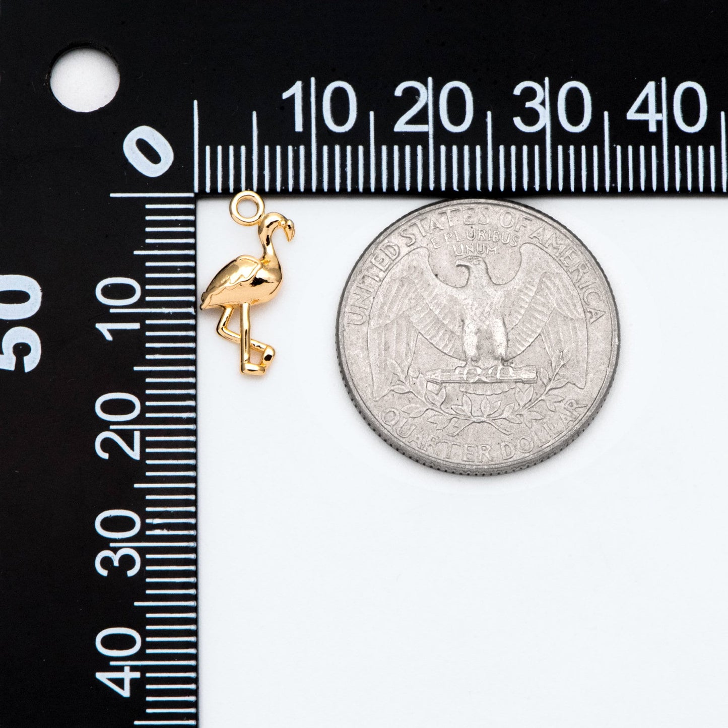 10pcs Gold Tiny Flamingo Charm, Bird Animal Charm, Jewelry Supplies (GB-2691-B)