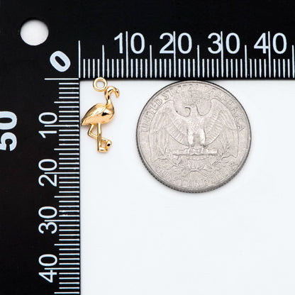 10pcs Gold Tiny Flamingo Charm, Bird Animal Charm, Jewelry Supplies (GB-2691-B)