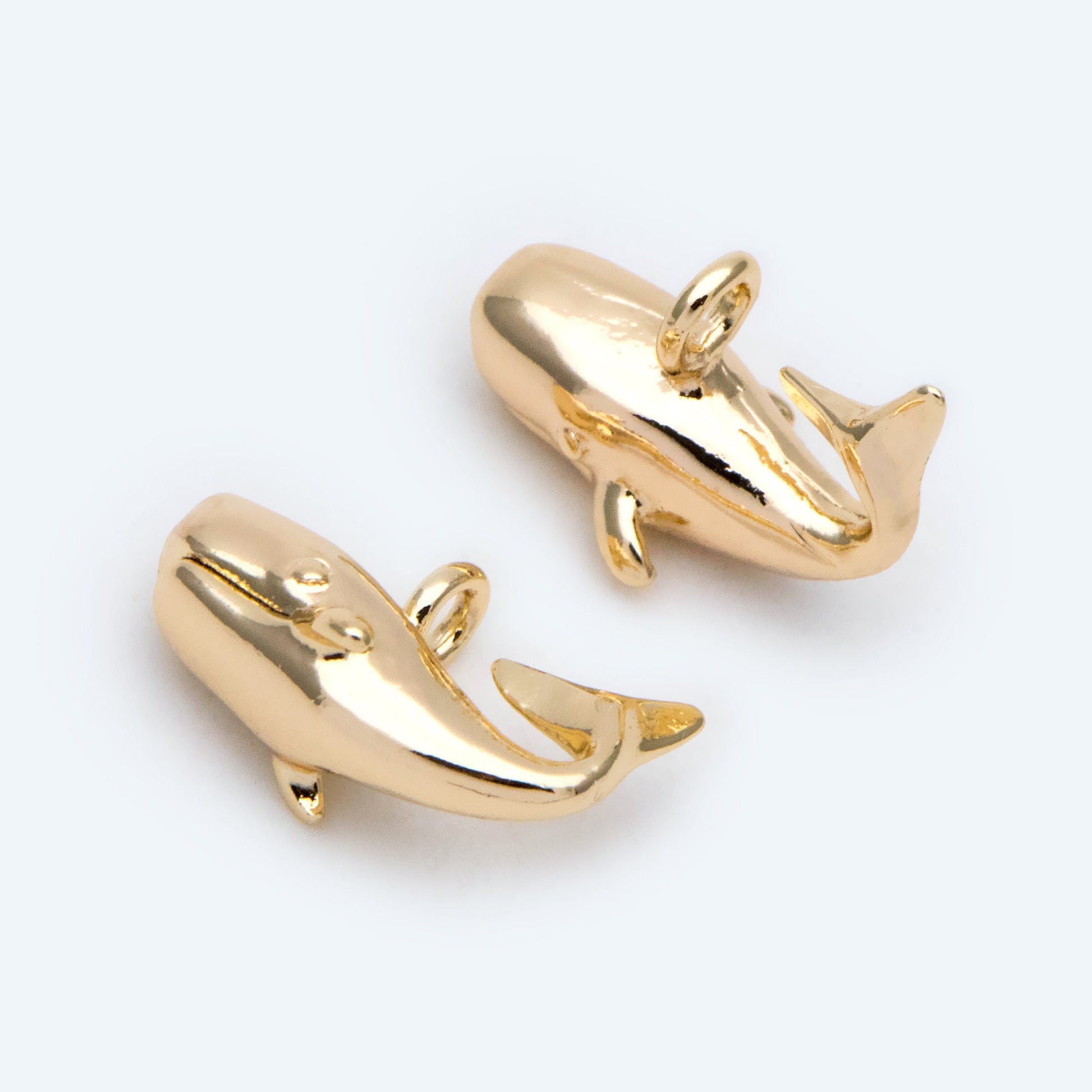 4pcs Gold Whale charm, 3D Whale Charm, Whale pendant (GB-2560-A)