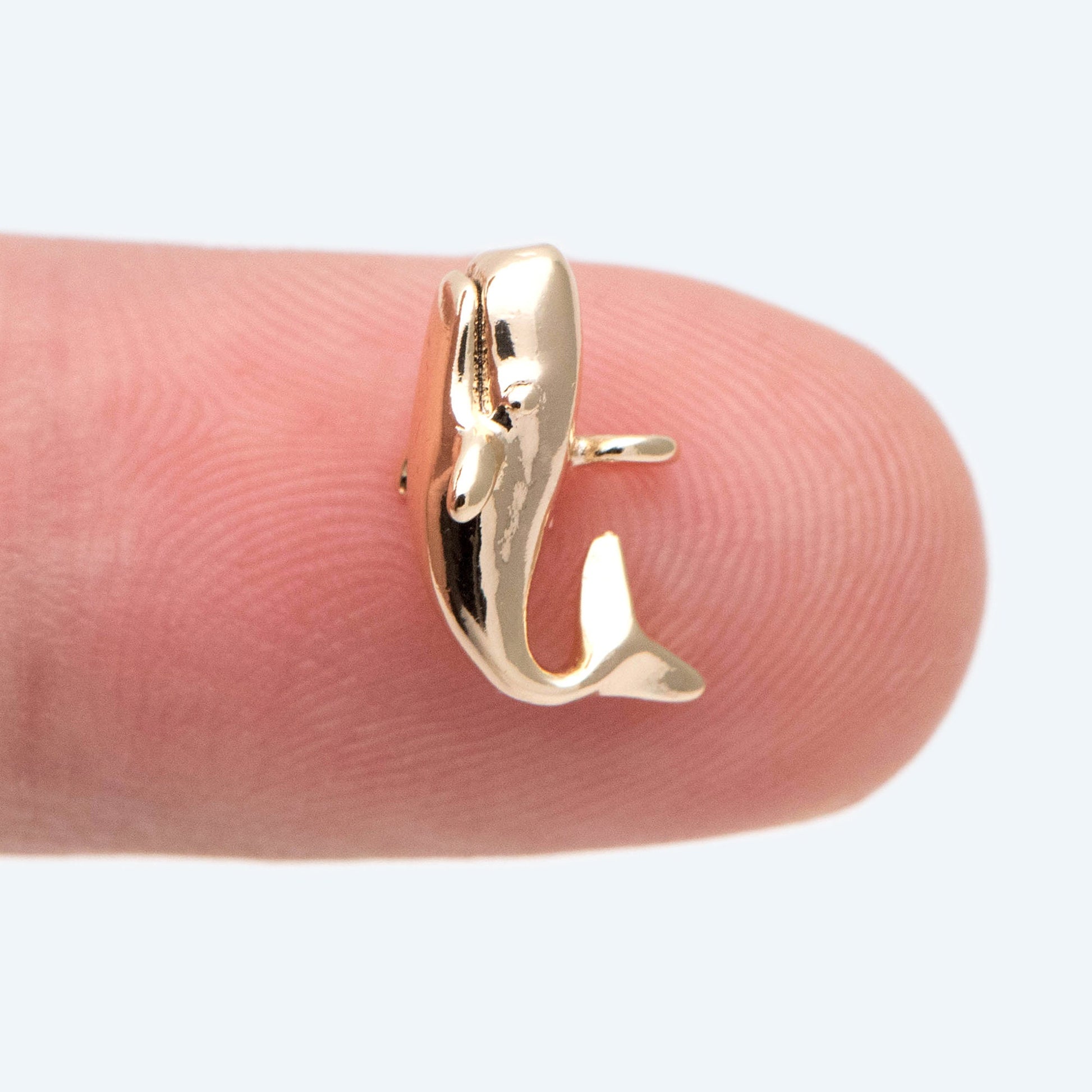 4pcs Gold Whale charm, 3D Whale Charm, Whale pendant (GB-2560-A)