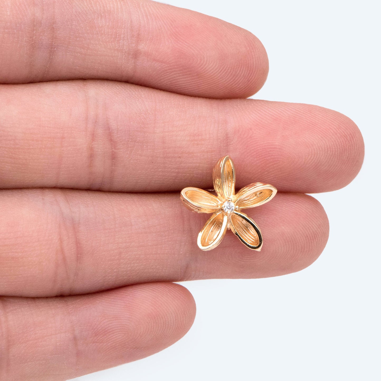 10pcs CZ Pave Gold Flower Earring with Loop, Gold Plated Brass, Jewelry Making, Diy Material, Jewelry Supplies (GB-2683)
