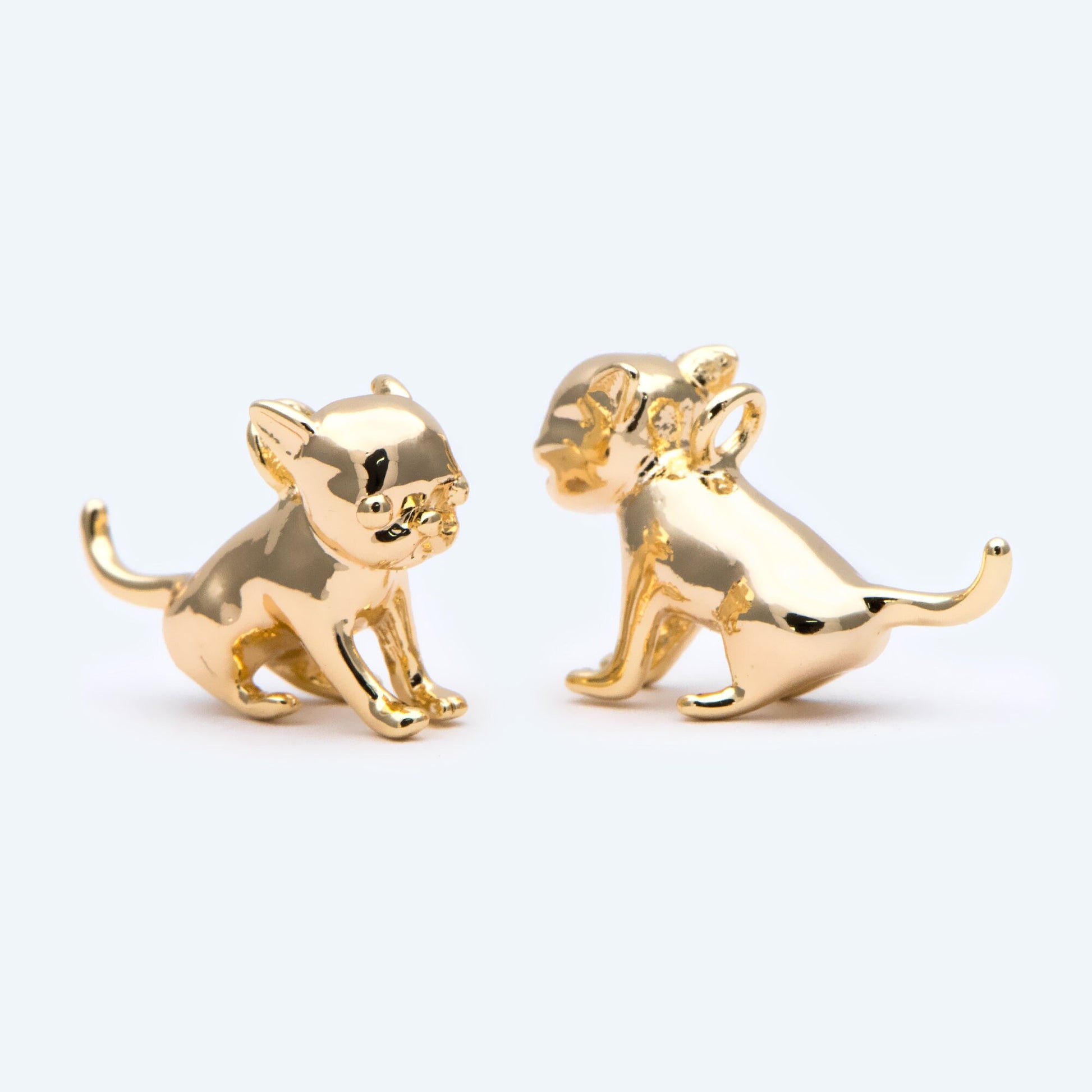 10pcs Gold 3D Dog Charm, Jewelry Making, Diy Material, Jewelry Supplies (GB-2668-B)