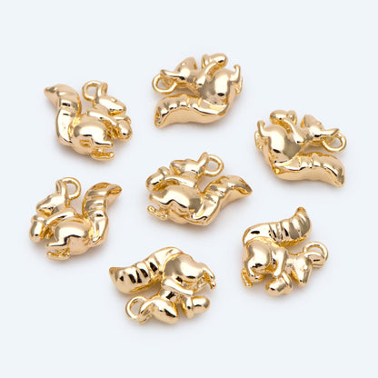10pcs Gold Tiny Squirrel Charm, Jewelry Making, Diy Material, Jewelry Supplies (GB-2835-B)