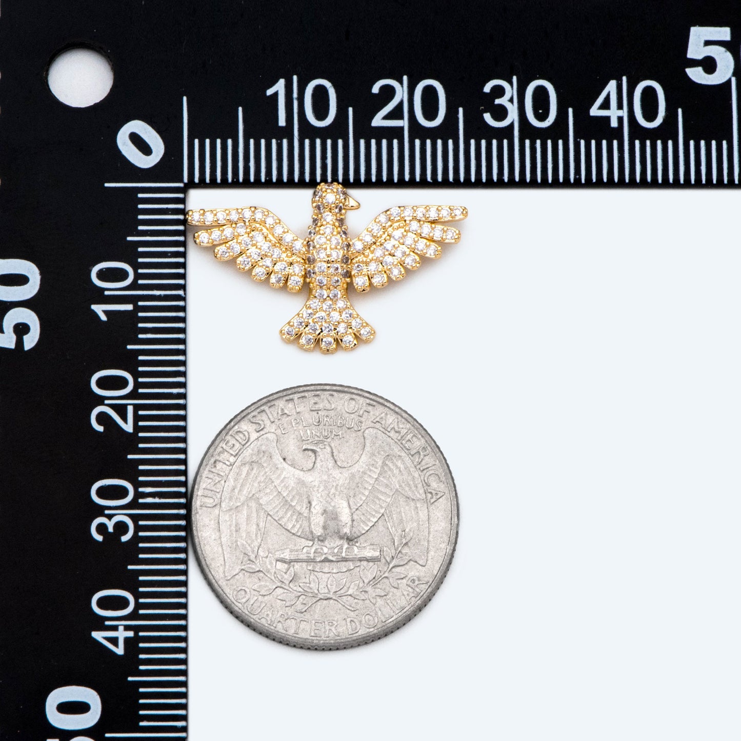 4pcs Gold Plated Eagle Charm: CZ Pave Bird Pendant (GB-1480-C)