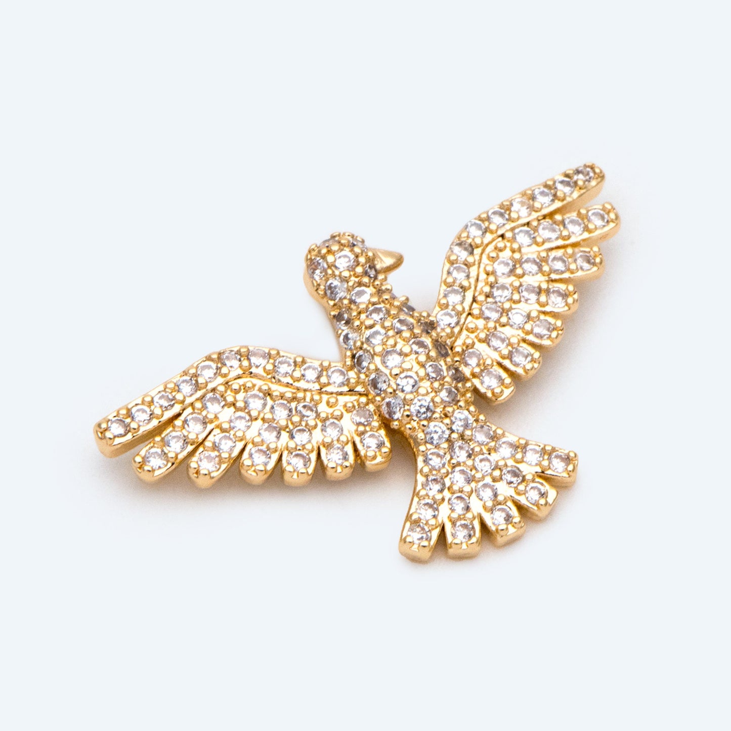 4pcs Gold Plated Eagle Charm: CZ Pave Bird Pendant (GB-1480-C)