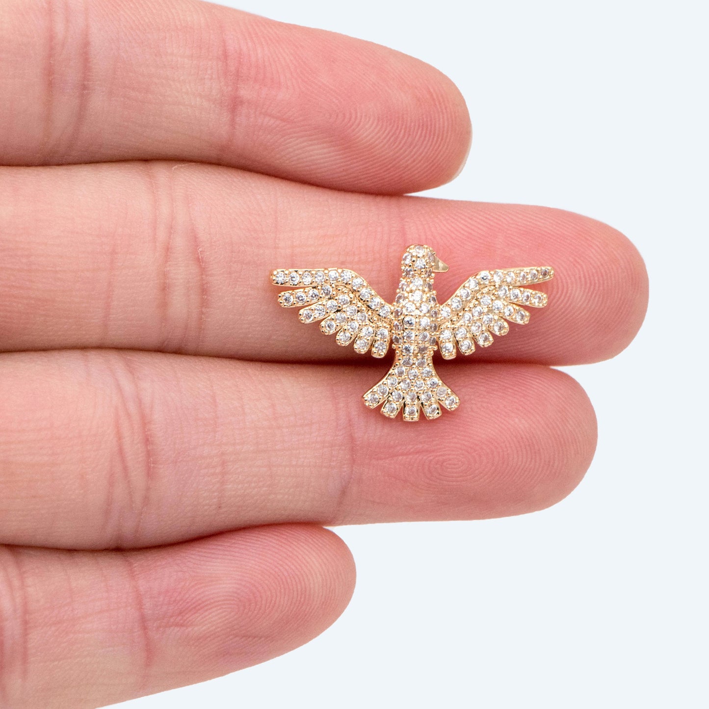 4pcs Gold Plated Eagle Charm: CZ Pave Bird Pendant (GB-1480-C)
