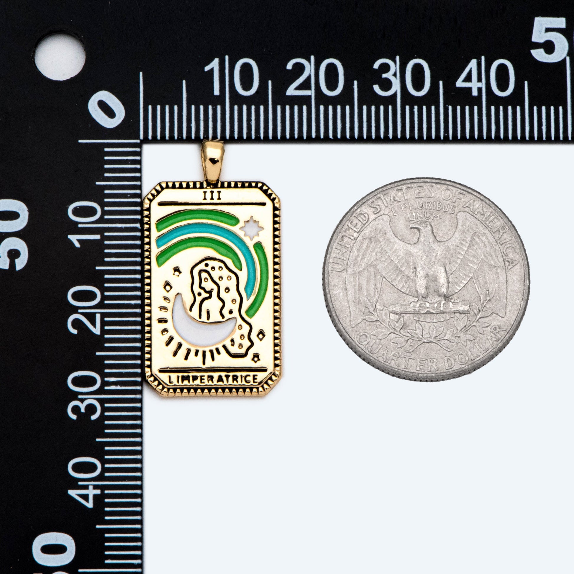 4pcs Gold Rectangle L'Impératrice Charms, Enamel Pendant (GB-2723)