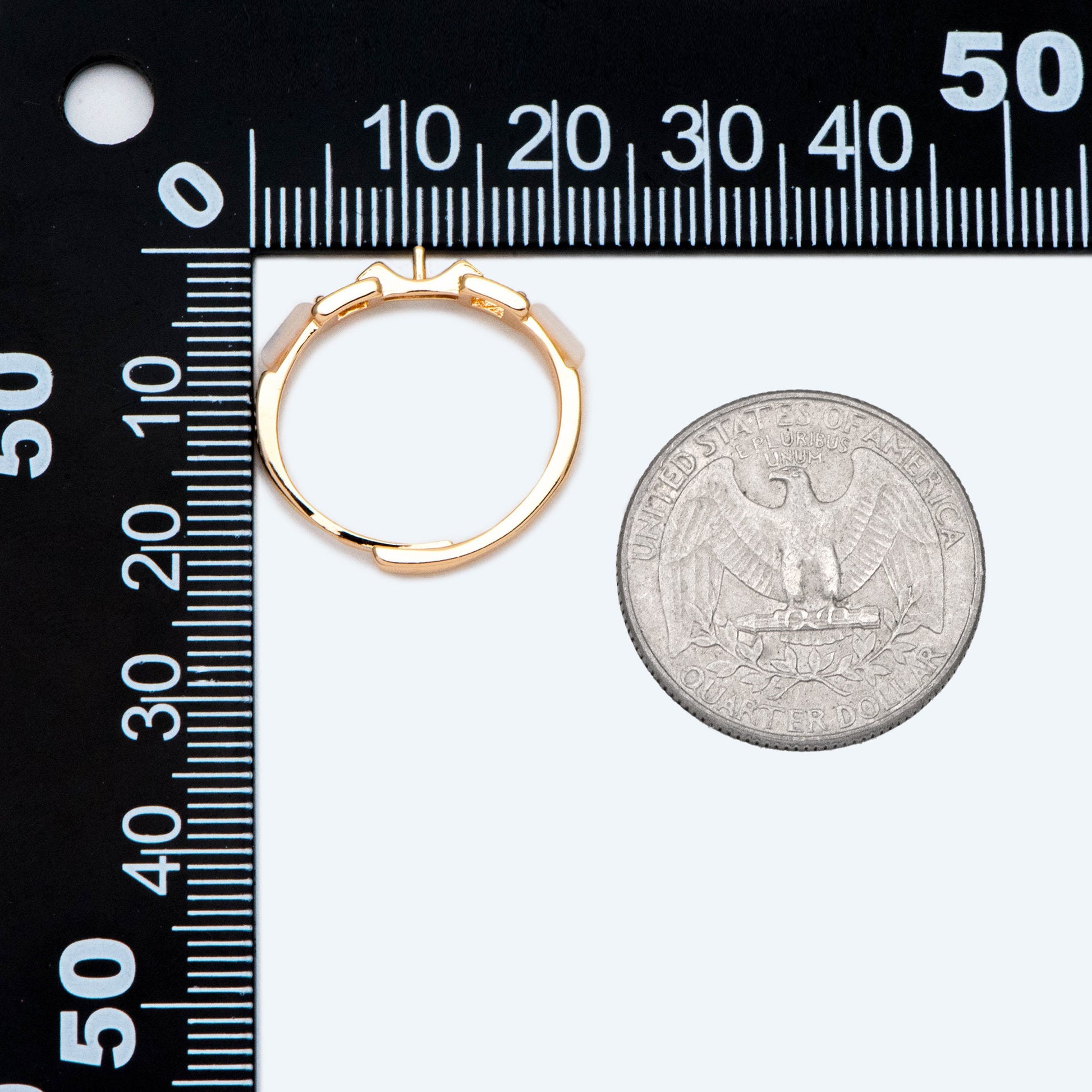 4pcs Shell Pave Gold Adjustable Ring With Pearl Peg, Ring Mountings, Ring Finding (JZ-047)