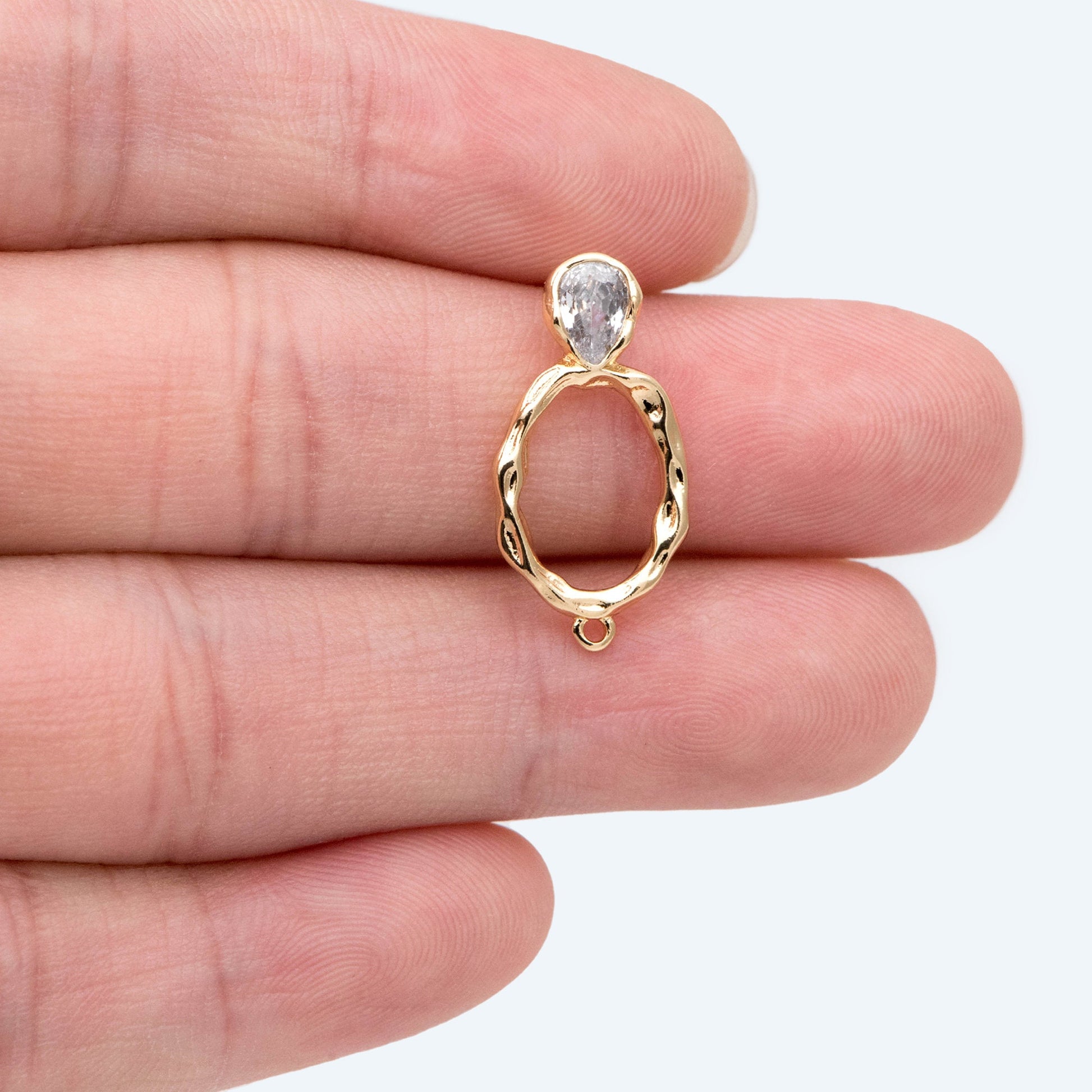 10pcs CZ pave Gold/ Silver Hammered Oval Ear Posts, Geometric Stud Earring, Jewelry Supply (GB-2702)