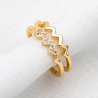 4pcs Double Gold Twist Wavy Ring, Gold band stacking ring, Delicate finger ring, Gold wave rings (#GB-2706)