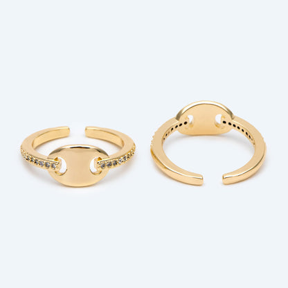 4pcs CZ Pave Ring, Puffed Anchor Mariner Ring, Designer Ring, Dainty Ring (#JZ-042)