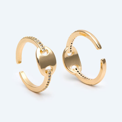 4pcs CZ Pave Ring, Puffed Anchor Mariner Ring, Designer Ring, Dainty Ring (#GB-2712)