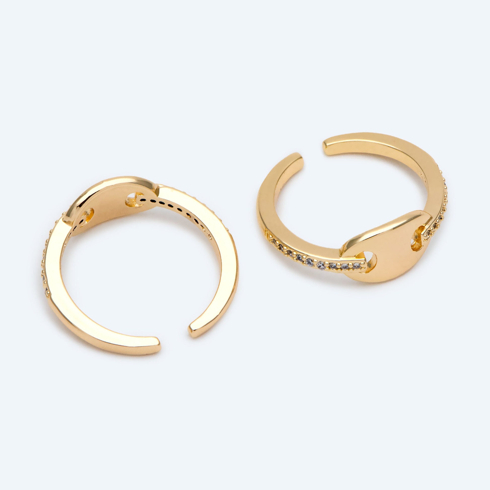 4pcs CZ Pave Ring, Puffed Anchor Mariner Ring, Designer Ring, Dainty Ring (#GB-2712)