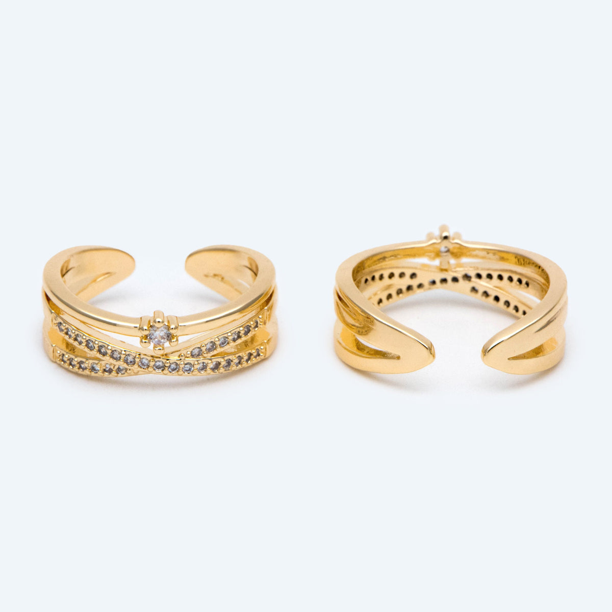 4pcs CZ Pave X Shaped Criss Cross Ring, Dainty Ring, Minimalist Ring (#JZ-043)