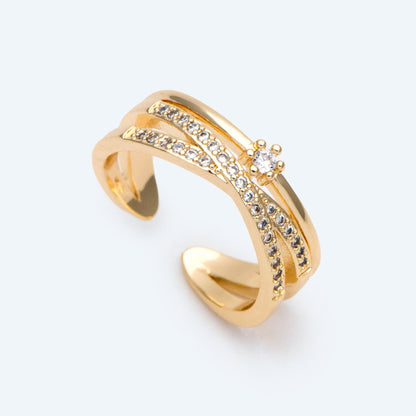 4pcs CZ Pave X Shaped Criss Cross Ring, Dainty Ring, Minimalist Ring (#GB-2713)