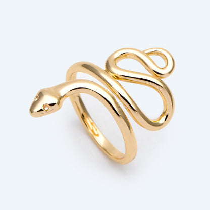 4pcs Gold/ Silver Tone Snake Ring, Open Serpent Ring, Reptile Adjustable Band Ring, Punk Animal Jewelry, Fashion Jewelry (#GB-2716)