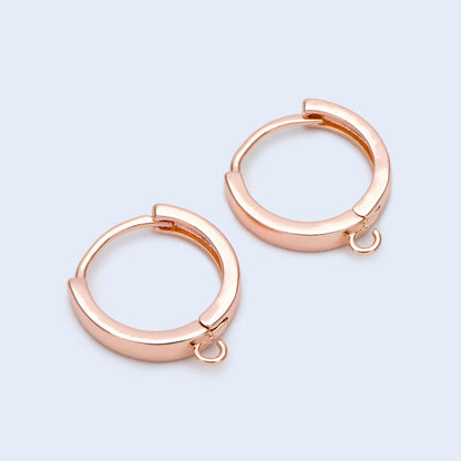 10pcs Round Hoop Earrings 12/ 14 /16mm, Gold/ Silver/ Rose Gold, Huggie Earring Findings, Leverback Earwire Hooks Wholesale (GB-989)