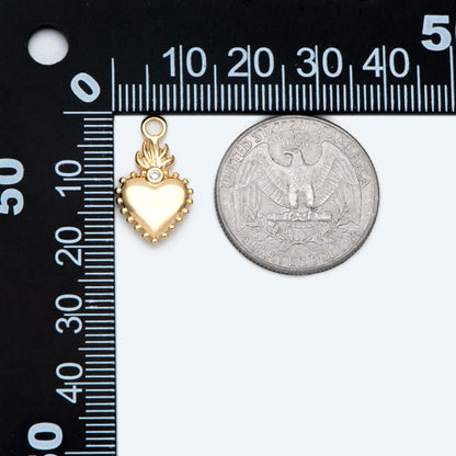 10pcs CZ pave Gold/ Silver Heart Charms, Gold/ Rhodium Plated Brass Heart Pendants (GB-2718)