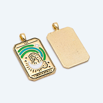 4pcs Gold Rectangle L'Impératrice Charms, Enamel Pendant (GB-2723)