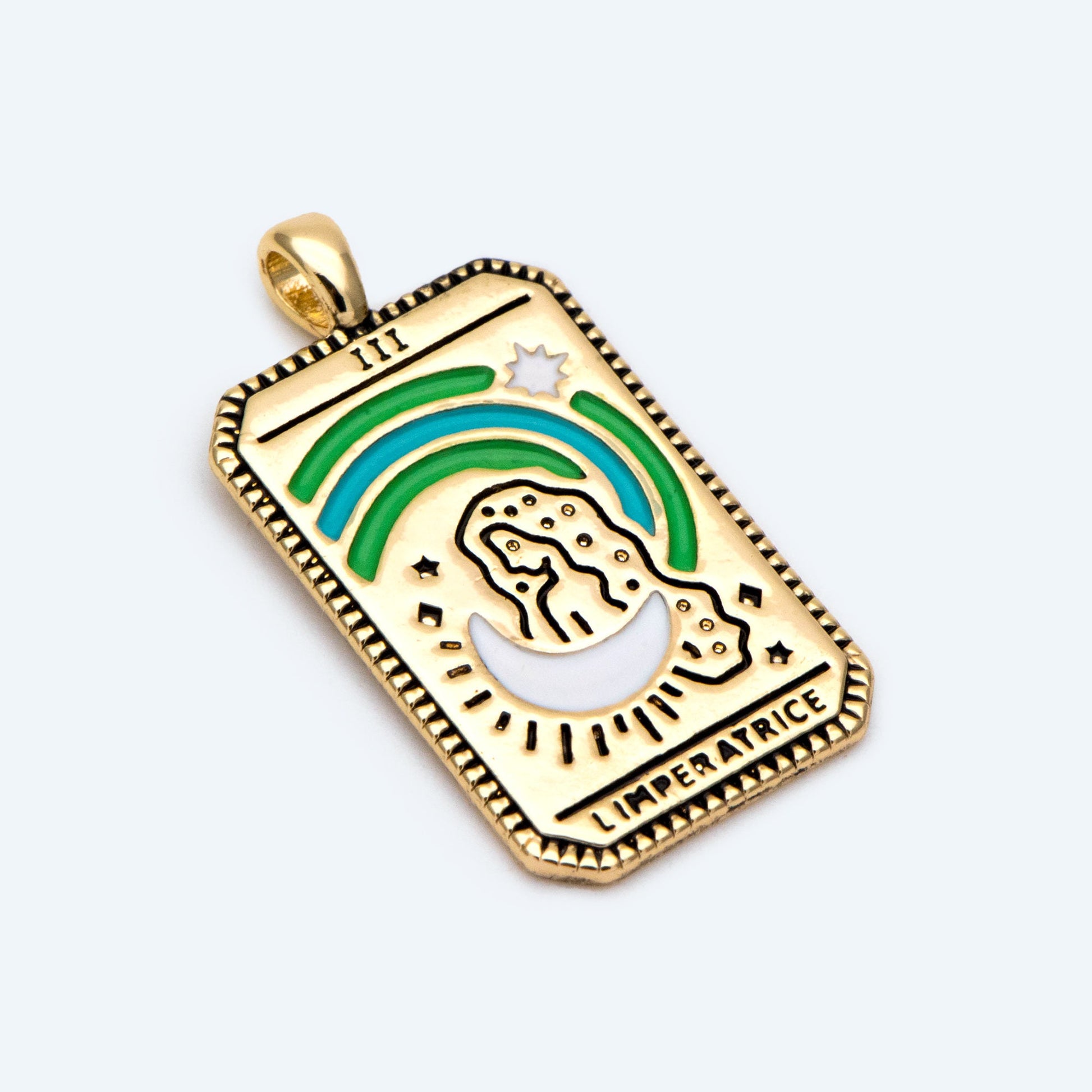 4pcs Gold Rectangle L'Impératrice Charms, Enamel Pendant (GB-2723)